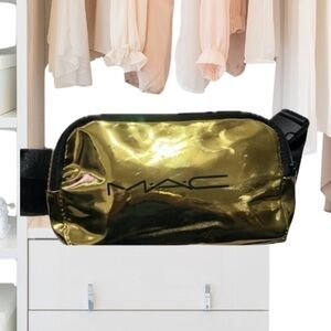 MAC Gold & Black Belt Bag, Zip Closure Adjustable Strap (Empty)